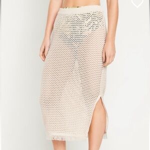 Open stitch midi skirt